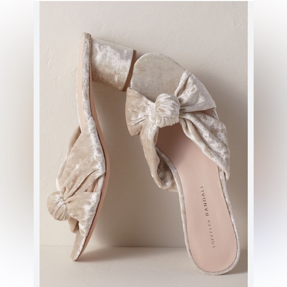 Loeffler Randall Celeste Velvet Slip on Sandal in Metallic Beige Size 7 - Picture 1 of 12